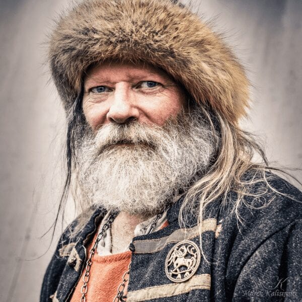 Photo of modern Viking chieftain, Georg Olafr Reydarsson, portrait by Marck Kalisinski, Herland Report, VIKING TV series
