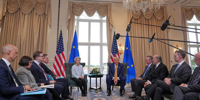 EU backs down to Trump tariff pressure and reach reach deal to avoid trade war Getty